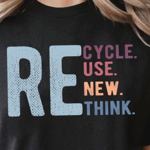 Recycle Reuse Renew Rethink Eco Awareness Green Earth Day Graphic T-Shirt 166 - Picture 2 of 5